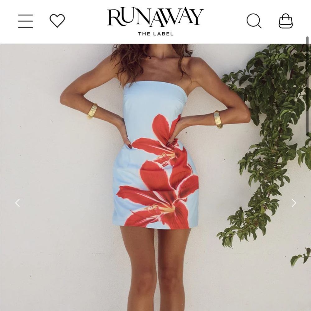 Runaway The Label Dress-Primose Mini Dress-Blue with Red Lily